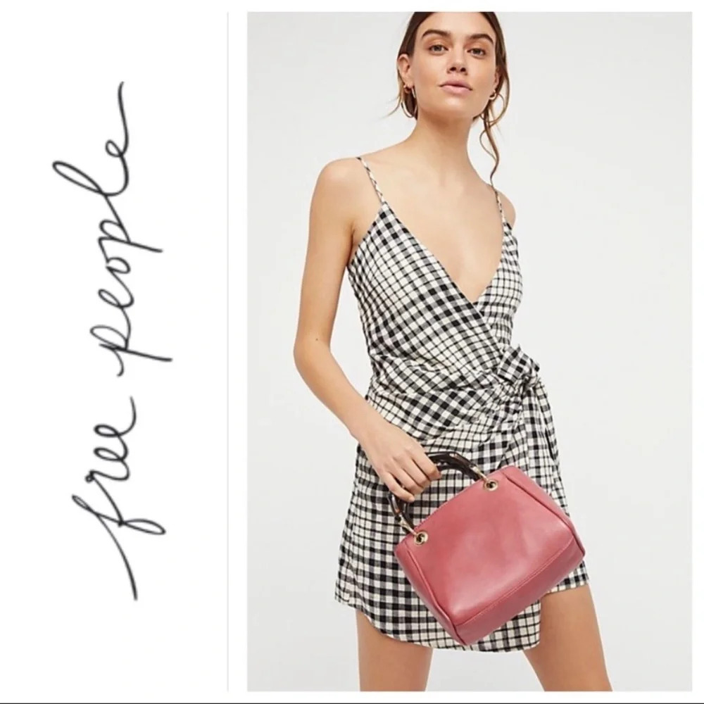 Free People Black and White Checkered Mini Dress